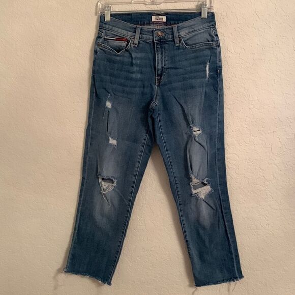 Tommy Hilfiger Denim Slim Boyfriend Distressed Jeans Size 2 - Picture 1 of 10